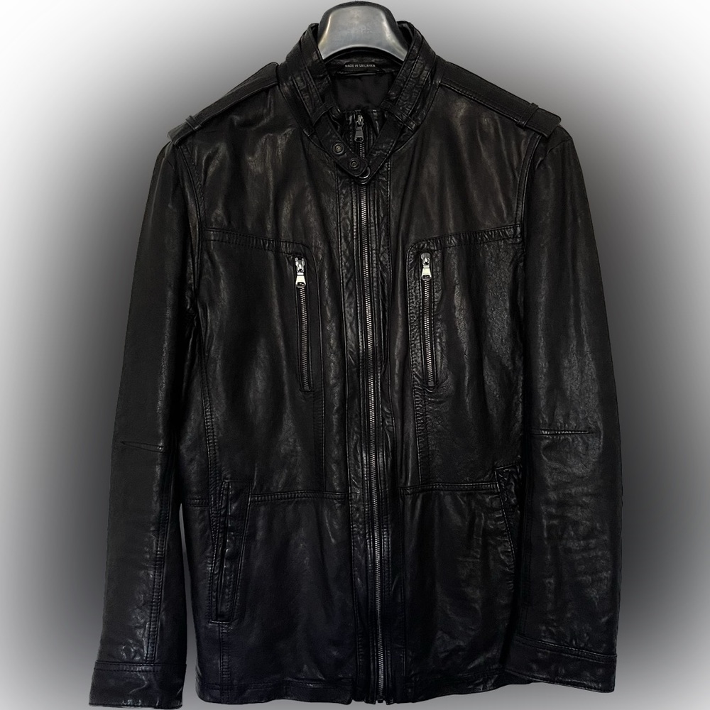 HUGO BOSS black leather jacket in mint condition.